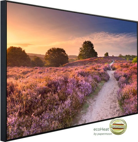 papermoon EcoHeat Infrarotheizung Blühende Heide bei Sonnenaufgang mit Matt-Effekt in Bunt, App-Steuerung und Überhitzungsschutz - Bild 1