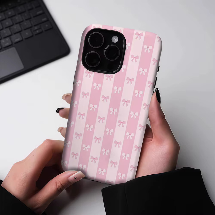 Robuste magnetische iPhone Hülle mit Rosa Schleifenstreifen für iPhone 17 16 15 14 13 Pro Max Plus - Bild 2