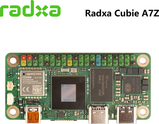 Radxa Cubie A7Z Entwicklungsboard mit Allwinner A733 Octa-Core SoC, 3TOPS NPU, WiFi 6 und Bluetooth 5.4 in Grün - Bild 1