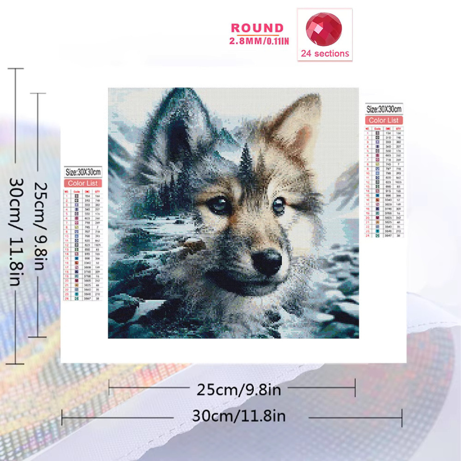 EverShine DIY Diamant-Mosaik Wolf Tiermalerei Set in Multicolour, Breite: 20 cm, Höhe: 20 cm - Bild 2