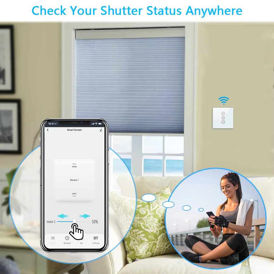 LoraTap Tuya Smart Life ZigBee 3.0 Vorhang-Blindschalter für Rollladen-Elektromotor in Weiß mit Google Assistant und Alexa Sprachsteuerung - Bild 2