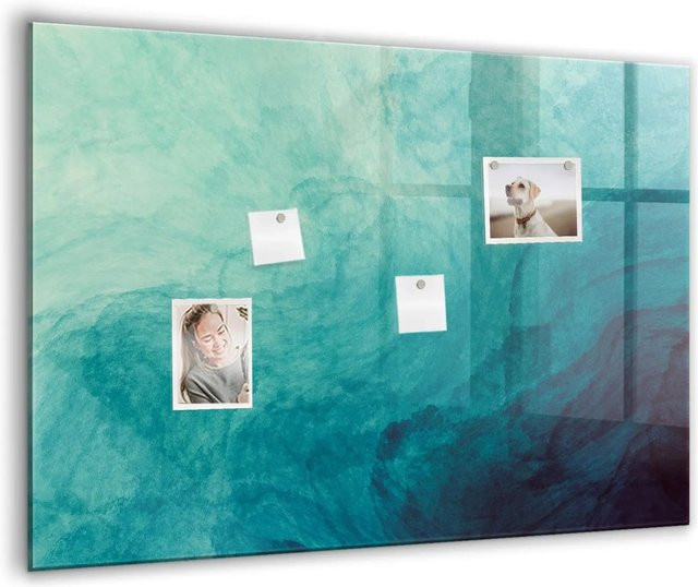 Tulup Magnettafel aus Glas Abstraktionstiefe in White und Multicolour, B: 100 cm, H: 70 cm - Bild 1