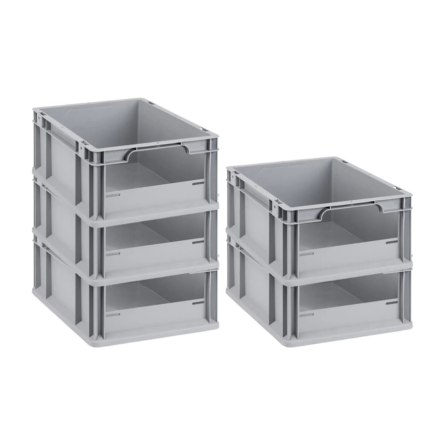 PROREGAL SparSet 5x Eurobox NextGen Insight Transportboxen mit offener Front, Grau, H x B x T: 17 x 30 x 40 cm, 16 Liter - Bild 2