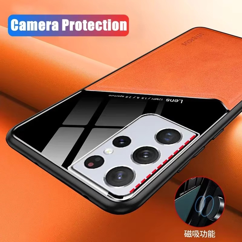 Luxus Leder Schutzhülle für Samsung Galaxy S24 S23 S22 S21 S20 Note 20 Ultra S10 Plus mit Linsenschutz und Magnetfunktion in Blau - Bild 3
