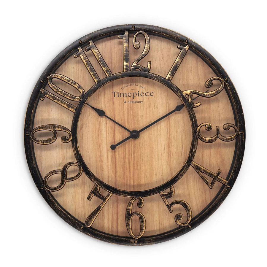 Wall-Art Wanduhr in Schwarz-Holzoptik mit Used Look, rund, analog und silent, Durchmesser: 35 cm - Bild 2