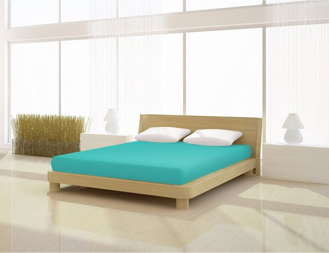 Mr. Sandman Spannbetttuch Fein Jersey de luxe in Türkis, B/T: 90 x 100 x 200 cm - Bild 1