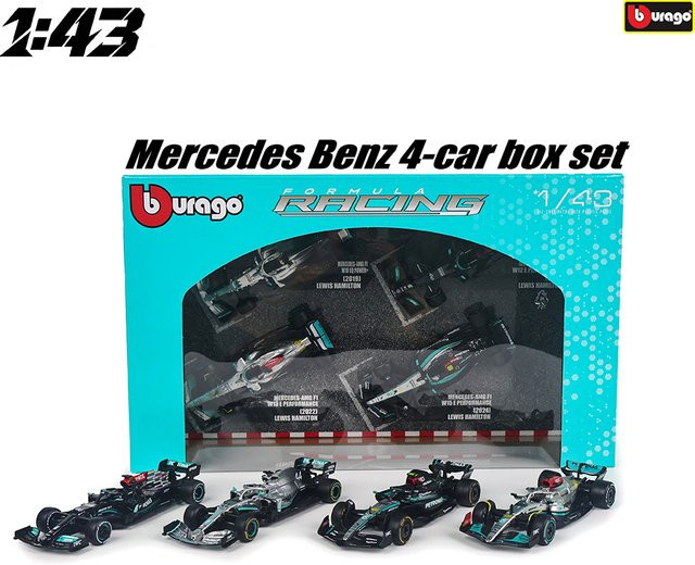 Bburago Mercedes-Benz Hamilton, Druckguss-Legierungsauto-Modellspielzeug, 1:43, 4-teiliges Set - Bild 1