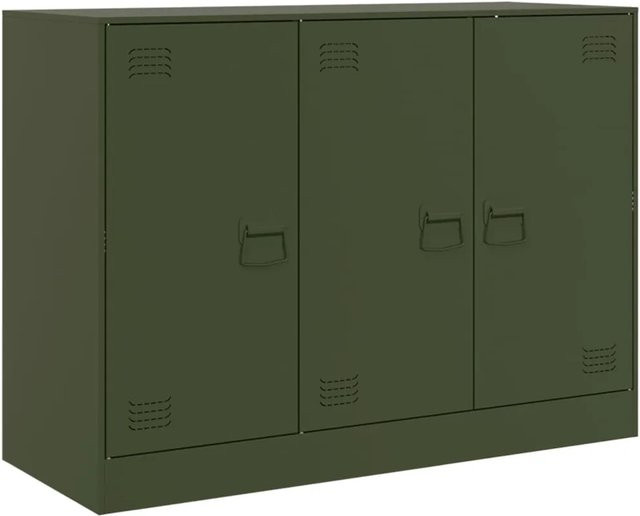 vidaXL Sideboard aus kaltgewalztem Stahl in Olivgrün matt, B/T/H: 99 x 39 x 73 cm - Bild 1