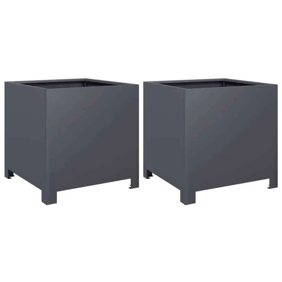 2er-Set vidaXL Pflanzkübel aus Stahl in Anthrazit, B/T/H: 40 x 40 x 40 cm - Bild 2