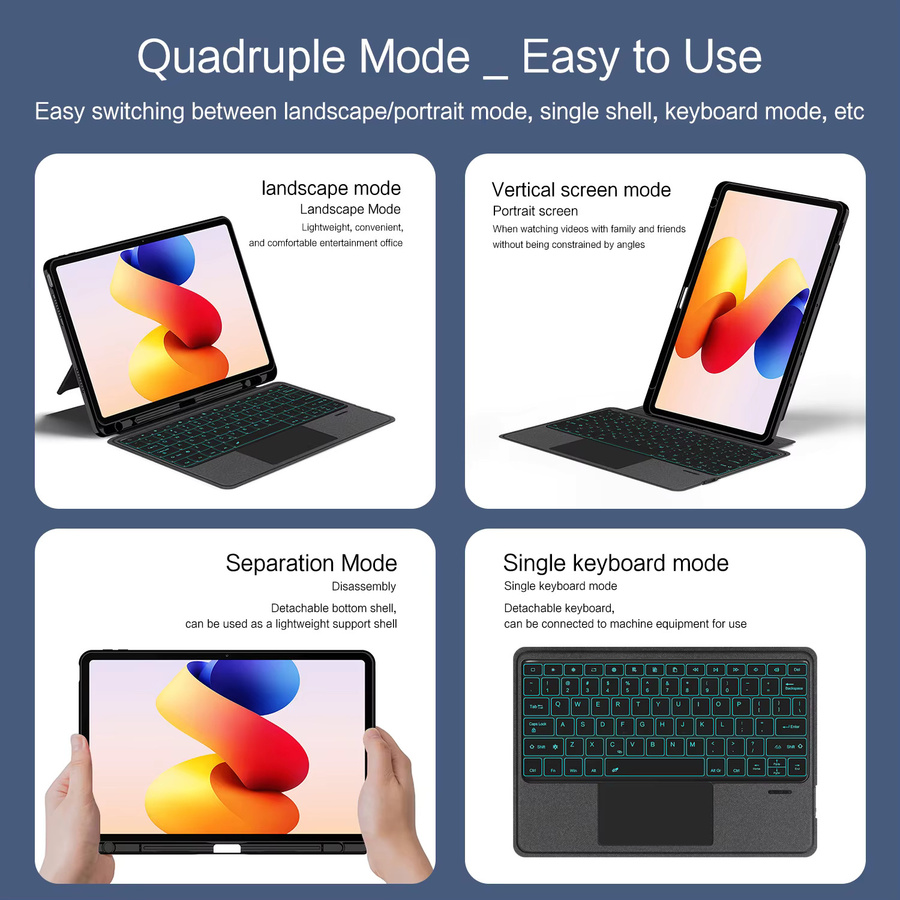 Magische Tastaturhülle für Xiaomi Redmi Pad Pro und Poco Pad 12,1 Zoll in Schwarz mit Stiftschlitz - Bild 4