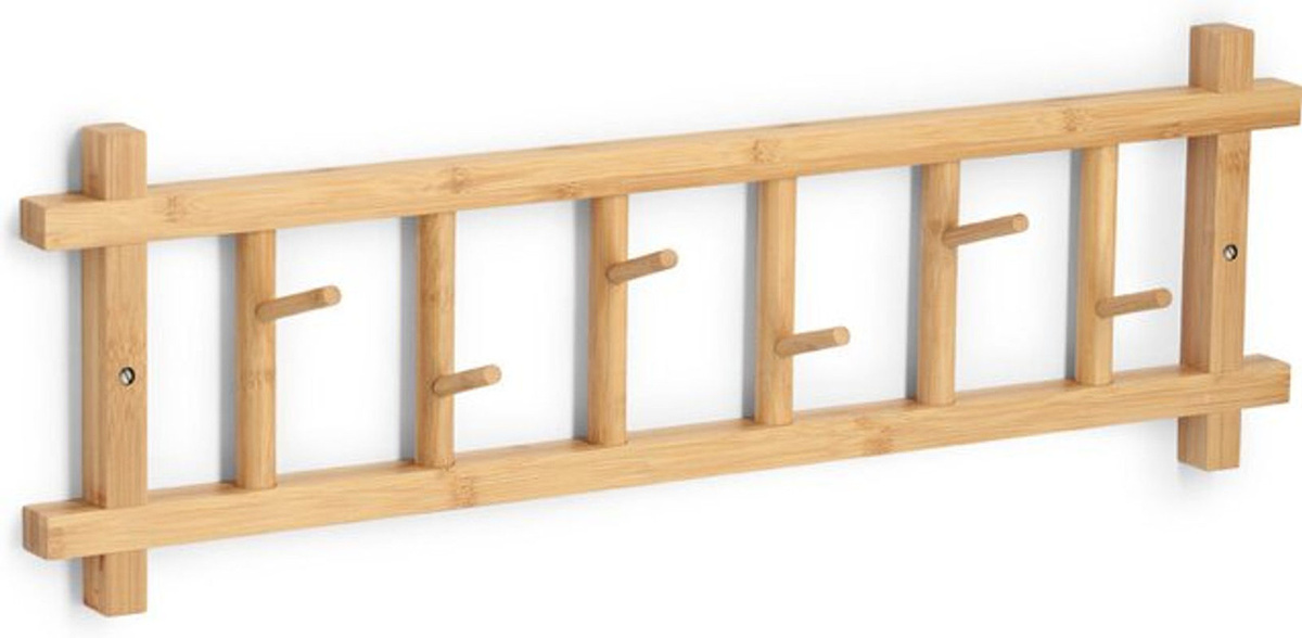 Zeller Wandgarderobe aus Bambus in Natur, Skandinavisch Minimalistisch, B/H/T: 68 x 22 x 2,5 cm - Bild 1
