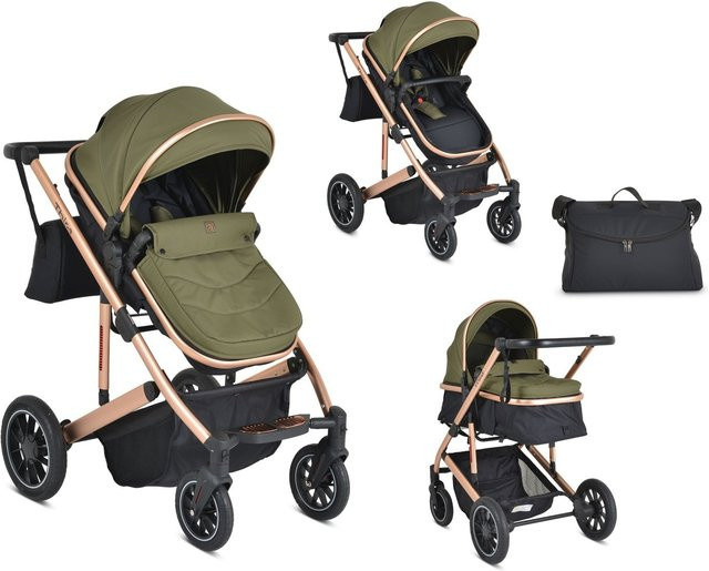 Moni Kombikinderwagen Thira 2 in 1 mit Babywanne und Sportsitz, grün - Bild 1