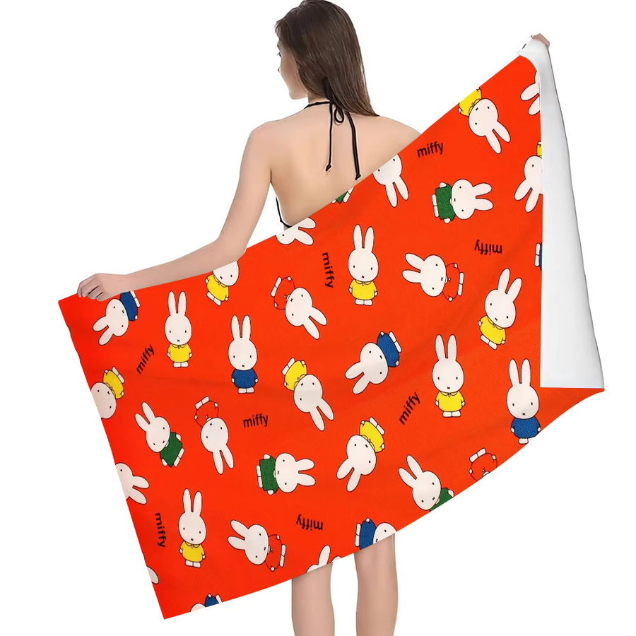 Miffy Kawaii Cartoon Strandtuch, schnelltrocknendes und saugfähiges Soft-Handtuch für Damen und Herren - Bild 4