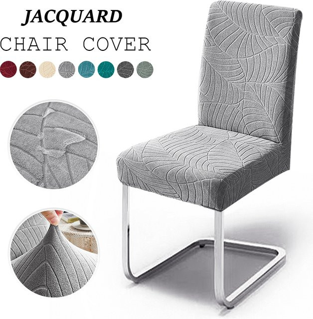 Wasserdichte Jacquard Stuhl Abdeckung von airldianer in Grau mit elastischem Spandex-Stretch für Esszimmer und Küche - Bild 1
