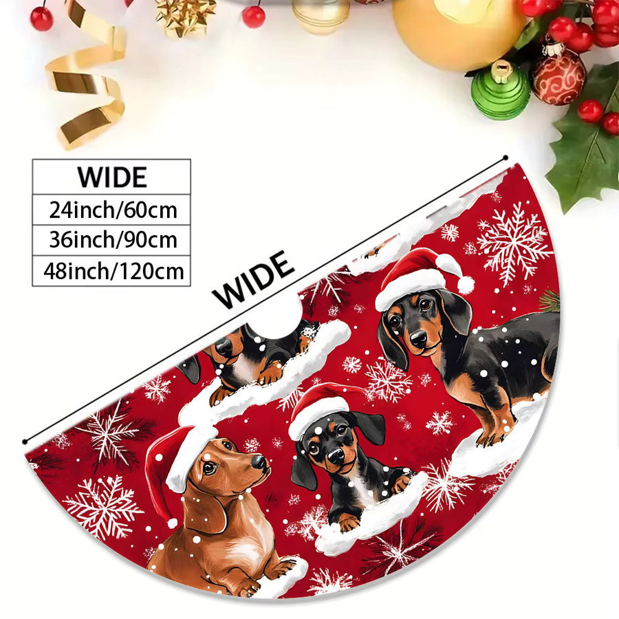 VIKAMA Weihnachtsbaumrock Dackel Motiv in Rot mit Animal Print für dein Zuhause - Bild 2