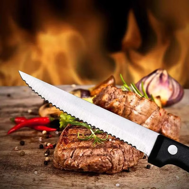 6-teiliges SHENJIU Steakmesser Set aus Edelstahl in Schwarz, scharfe gezahnte Küchenmesser, spülmaschinenfest - Bild 2