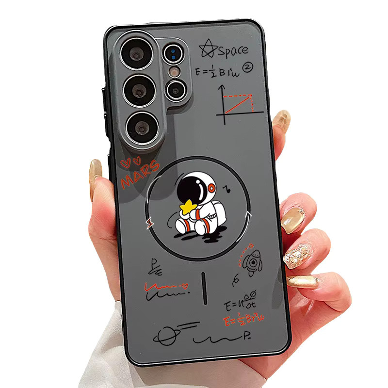 Magnetische Handyhülle mit Astronauten-Muster für Samsung Galaxy S26 S25 S24 S23 S22 Ultra Edge FE A57 A17 A56 A37 A16 A55 A36 von MOESOE in Grau - Bild 7