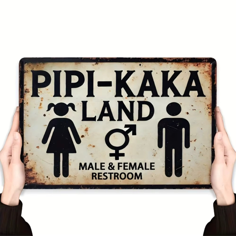 HELLOYOUNG Pipi-Kaka Land Retro-Toilettenschild aus Metall in Multicolour, rechteckige Wanddekoration für Cafés und Bars, B/H: 30 x 20 cm - Bild 4