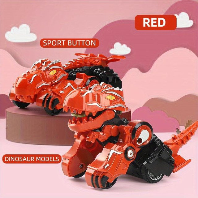 Fashnics Dinosaurier-Auto-Spielzeug, Verformbarer Dinosaurier-Roboter, rot, ab 3 Jahre - Bild 1
