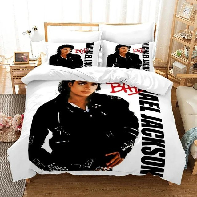 Michael Jackson Bettwäsche-Set mit 3D-Druck von Binchi Outdoor Product, weiß, B/H: 135 x 200 cm - Bild 1