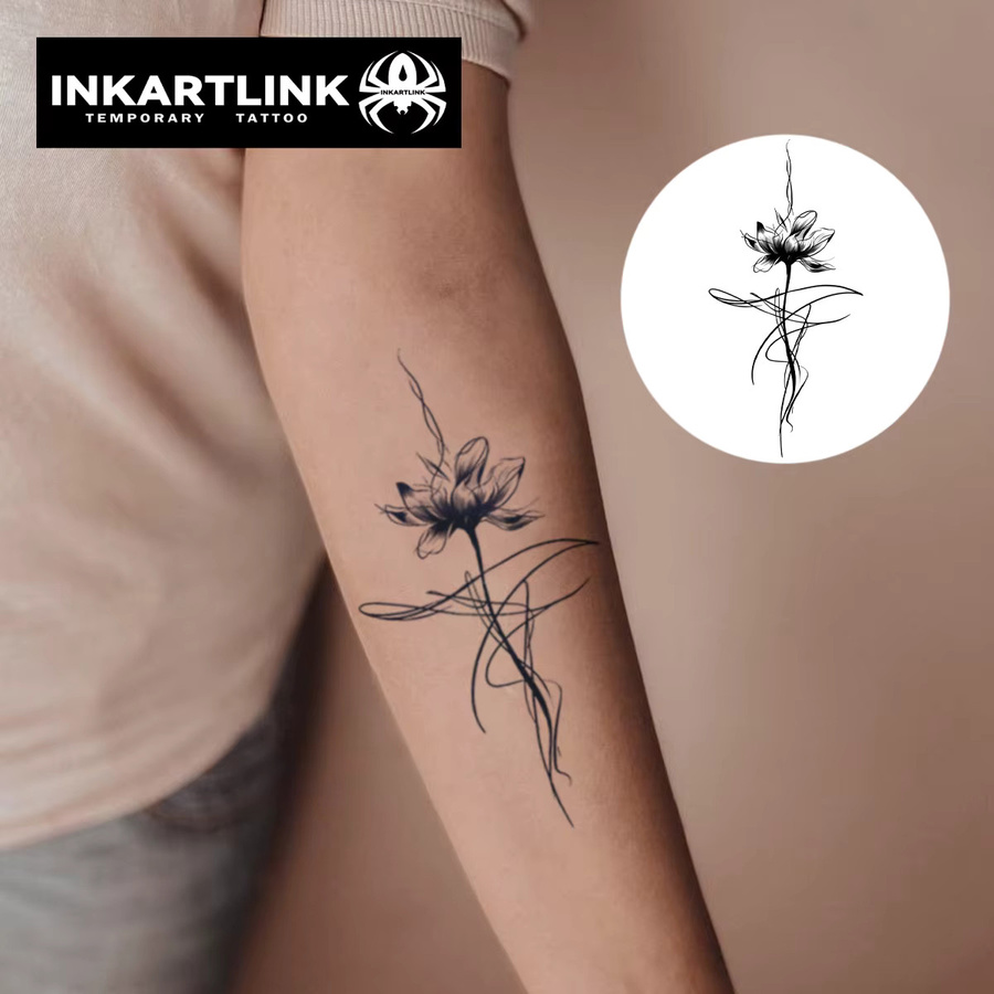 Inkartlink Ink Lotus Flower temporärer Tattoo-Aufkleber, wasserfest - Bild 2