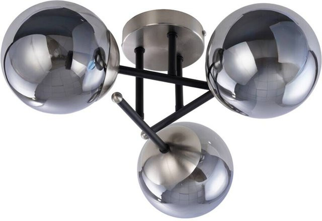 Pocoline Deckenleuchte Amil modern aus Metall und Glas mit 3 E14 Fassungen in Schwarz oder Silber - Bild 1