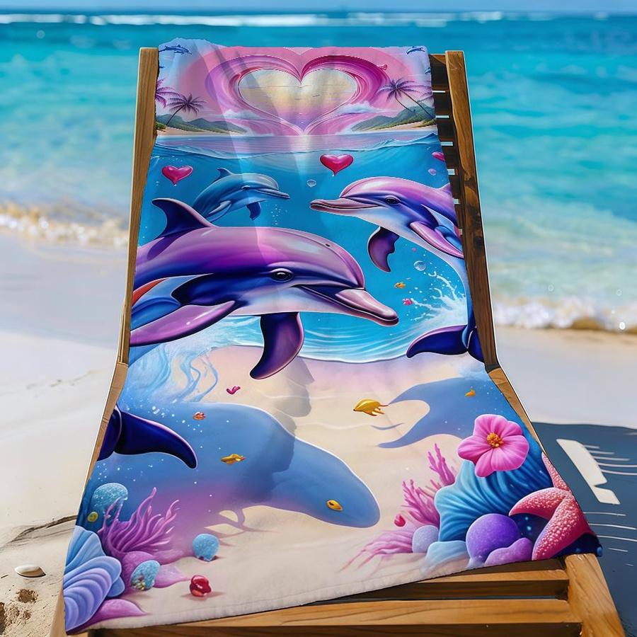 Schnelltrocknendes Strandtuch mit tropischem Delfin-Aufdruck von Shanika Chen, B/H: 30 x 60 cm - Bild 3