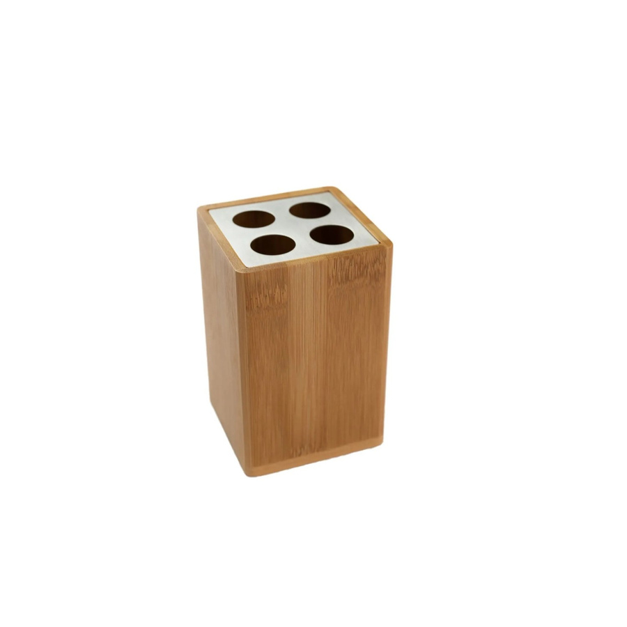 Bagnoxx Zahnbürstenhalter Viereckig aus Bambus in Braun, B/T/H: 7,6 x 7,6 x 11 cm - Bild 2