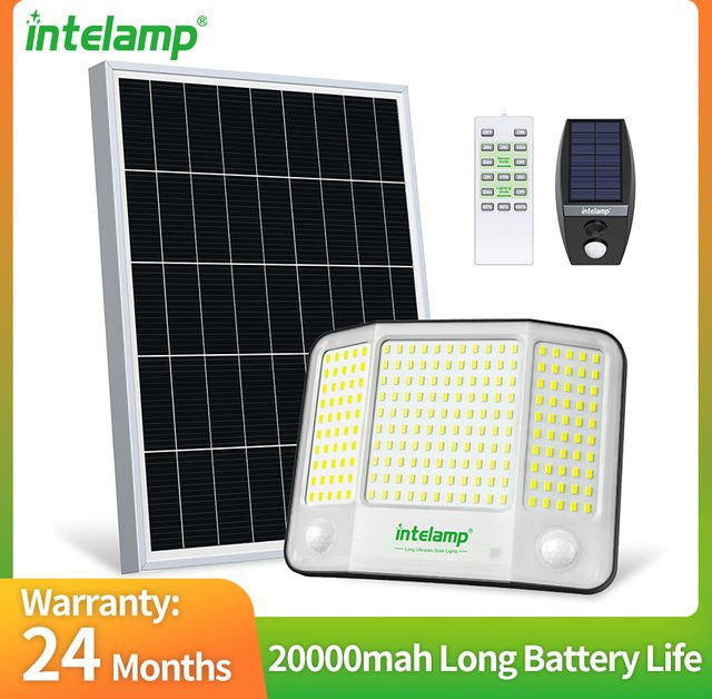 Intelamp Solar-Flutlicht mit 20.000 mAh Akku, weißes Sicherheitslicht mit drei Bewegungssensoren für den Außenbereich - Bild 1