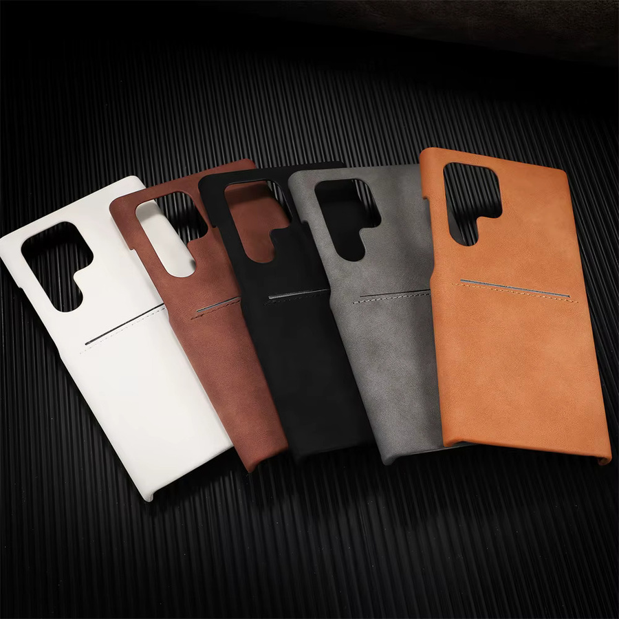 Retro Schafsleder Kartenfach Bumper Case für Samsung Galaxy S26 S25 S24 S23 Ultra A15 A25 A35 A55 A34 A54 in Schwarz oder Braun mit Hautmatt-Optik - Bild 4