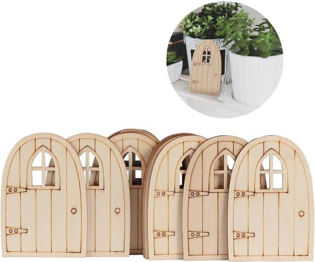 20-teiliges Set Elfentür mit Fenster aus Holz Miniaturdekoration - Bild 1