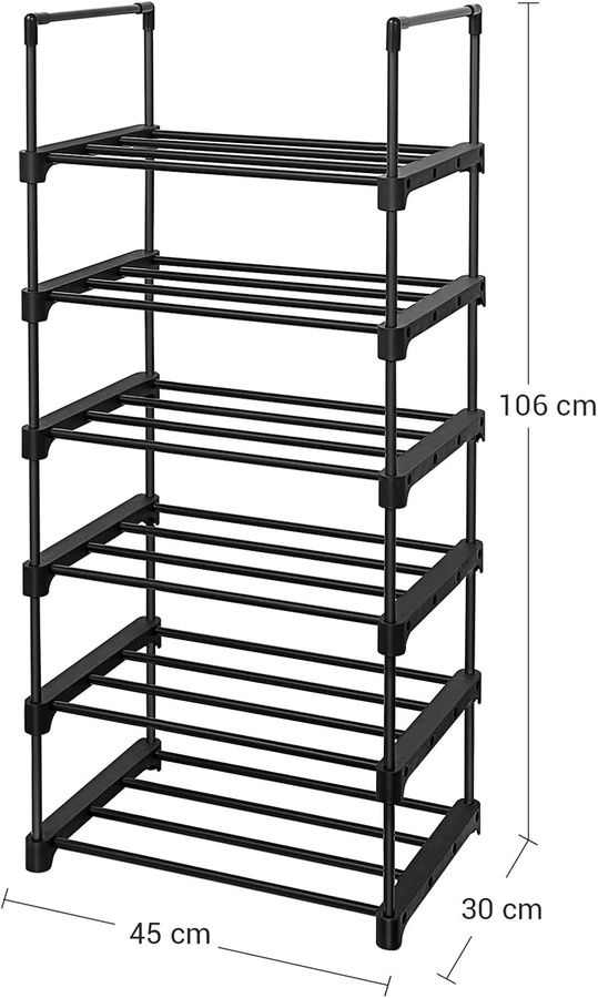 Songmics Schuhregal mit 6 Ebenen in Schwarz, B/T/H: 45 x 30 x 106 cm - Bild 4