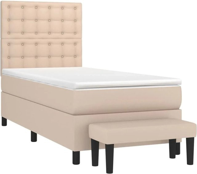 vidaXL Boxspringbett Hybrid mit Matratze Cappuccino-Braun, B/T/H: 90 x 200 x 30 cm - Bild 1