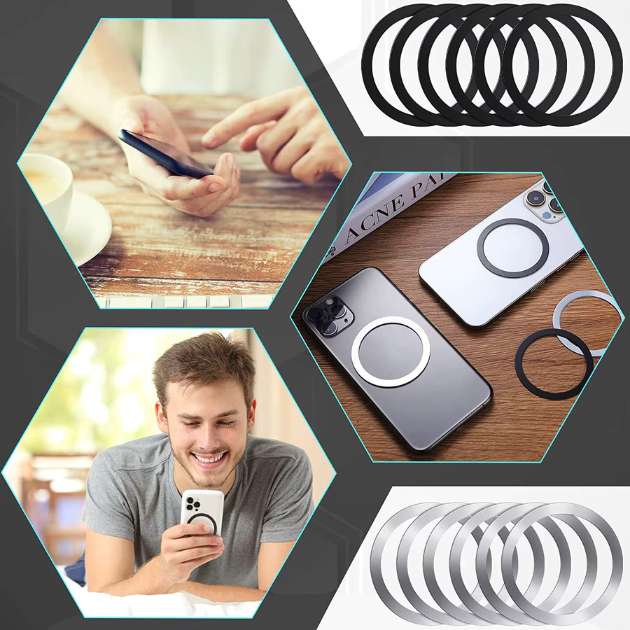 Fomscvka Edelstahl-Magnetplattenring in Schwarz für MagSafe Wireless Charger und Armaturenbretthalterungen - Bild 3
