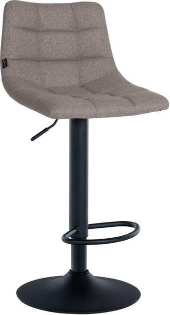 DELUKE Barhocker DUBAI Barstuhl mit Lehne aus Stoff und Metall in Grau und Schwarz, B/T/H: 43,0 x 46,5 x 108,5 cm - Bild 1