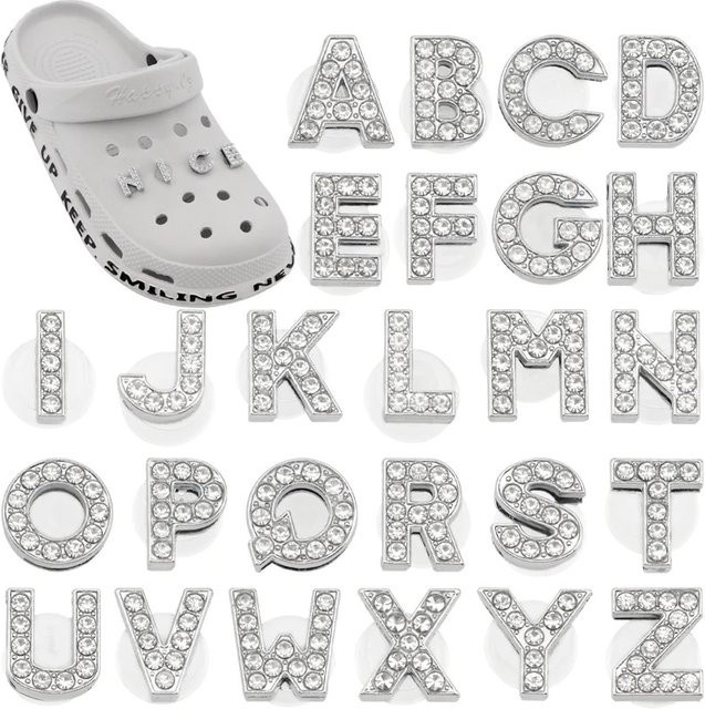 SMATLELF Schuh Charms, A-Z Diamant Charakter, Silbrig, PVC - Bild 1
