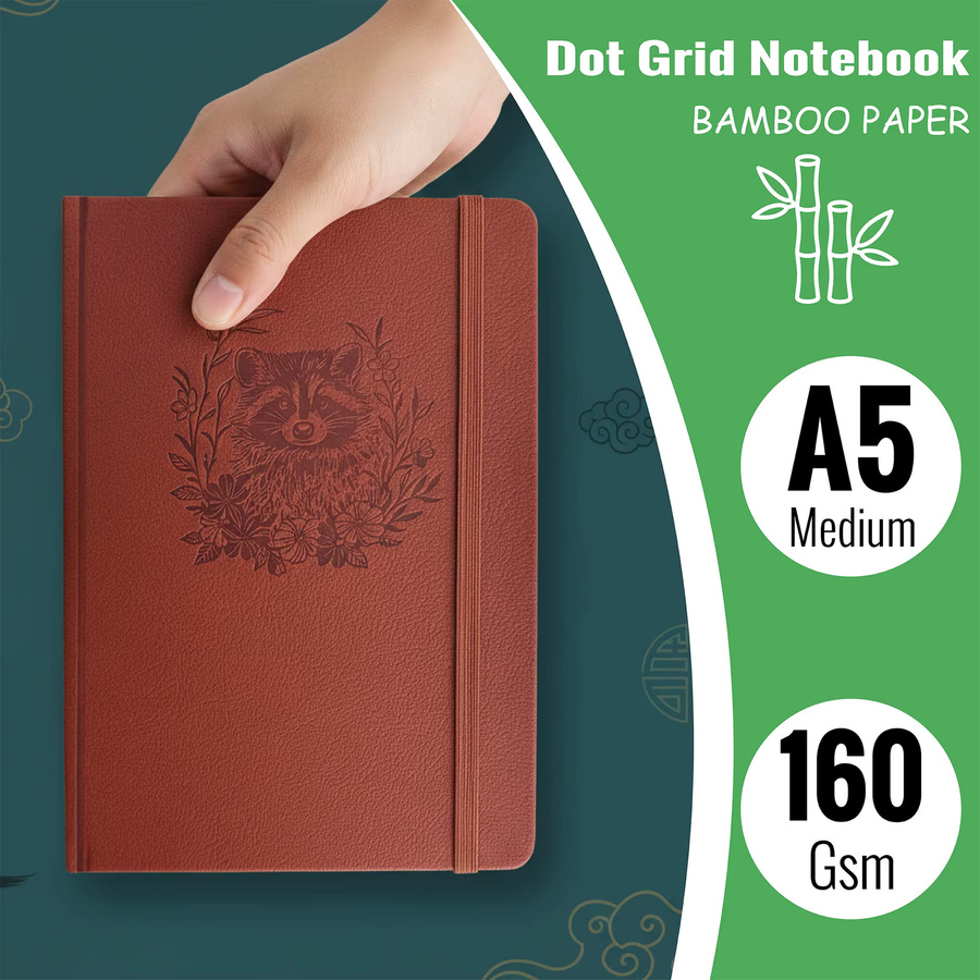 Buke Notebook gepunktetes Notizbuch mit Kunstledereinband in Braun, A5, 160 Seiten, 160 g/m2 Papier - Bild 3