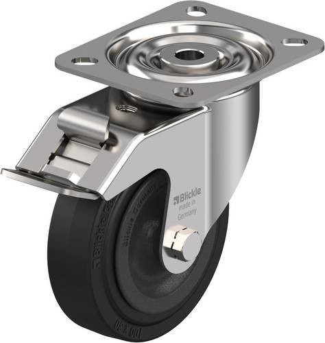 Blickle LIX-VKHT 100G-FI-OF Lenkrolle mit Feststeller aus Edelstahl in Schwarz und Silber, Rad-Durchmesser: 100 mm, Tragfähigkeit: 100 kg - Bild 1