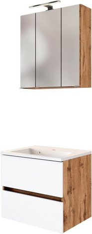 HELD MÖBEL Waschtisch-Set LUCCA in Weiss, 4-teilig, modern und wandmontiert mit LED-Beleuchtung und Soft-Close-Türen, B/T/H: 60,0 x 46,5 x 64,0 cm - Bild 1