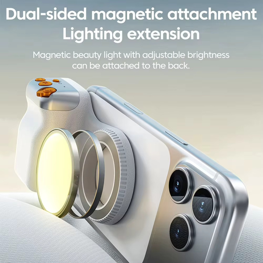 Kebidumei Magnetischer Handy-Kamera-Aufnahmegriff mit Fernbedienung in Weiß für iPhone und Android-Handys - Bild 4