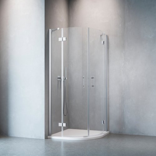 GEO Runddusche in Edelsilber mit 6 mm Glasstärke, Höhe: 195 cm, Breite: 80 cm, Tiefe: 80 cm - Bild 1