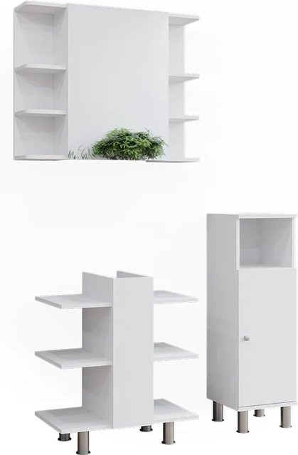 Vicco Badmöbel-Set Fynn Weiß 3-teilig mit Waschbeckenunterschrank und Midischrank - Bild 2