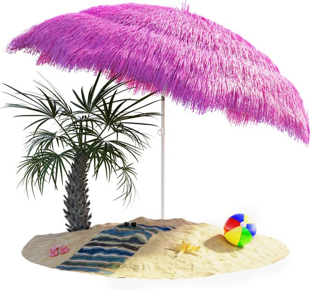 KINGSLEEVE Sonnenschirm Hawaii in Pink mit UV-Schutz 30+ Durchmesser: 160 cm - Bild 1