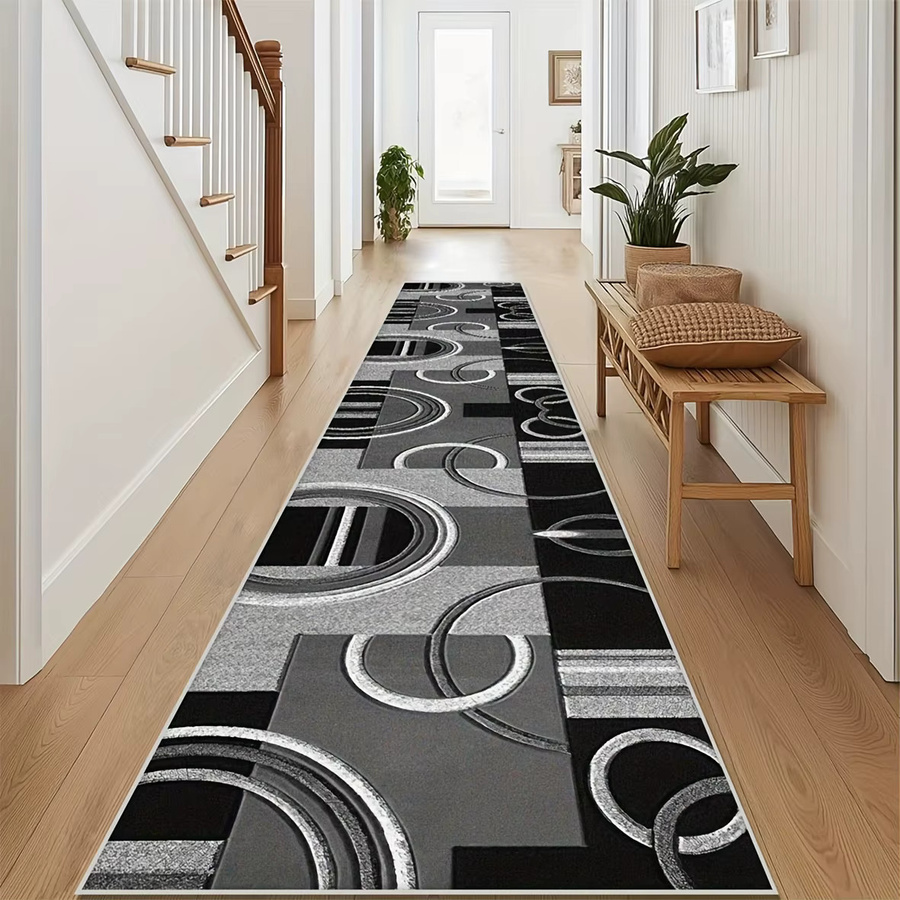 VIKAMA Skandinavischer Teppichläufer in Grau mit abstraktem Design für Flur und Küche, B/T/H: 120 x 50 x 1 cm - Bild 3
