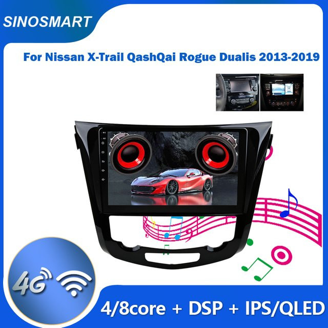 SINOSMART Auto-GPS-Player für Nissan Qashqai J11, X-Trail und Rogue (2014–2018) mit OEM-Navigationsunterstützung und BOSE 360 PA, Schwarz - Bild 1