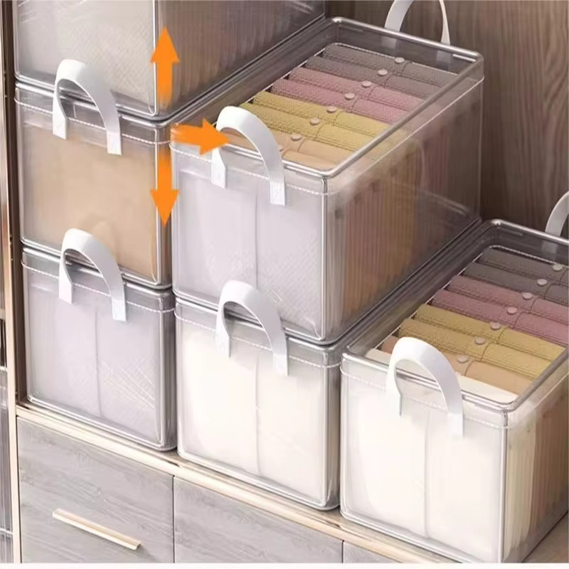 Untior Faltbare Kleidungs-Aufbewahrungsbox aus transparentem PVC, Wasserdicht und Feuchtigkeitsbeständig - Bild 2