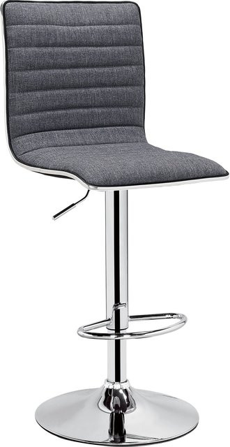 HTI-Line Barhocker Jax in Grau mit textilem Bezug und silbernem Metallfuß - Bild 1