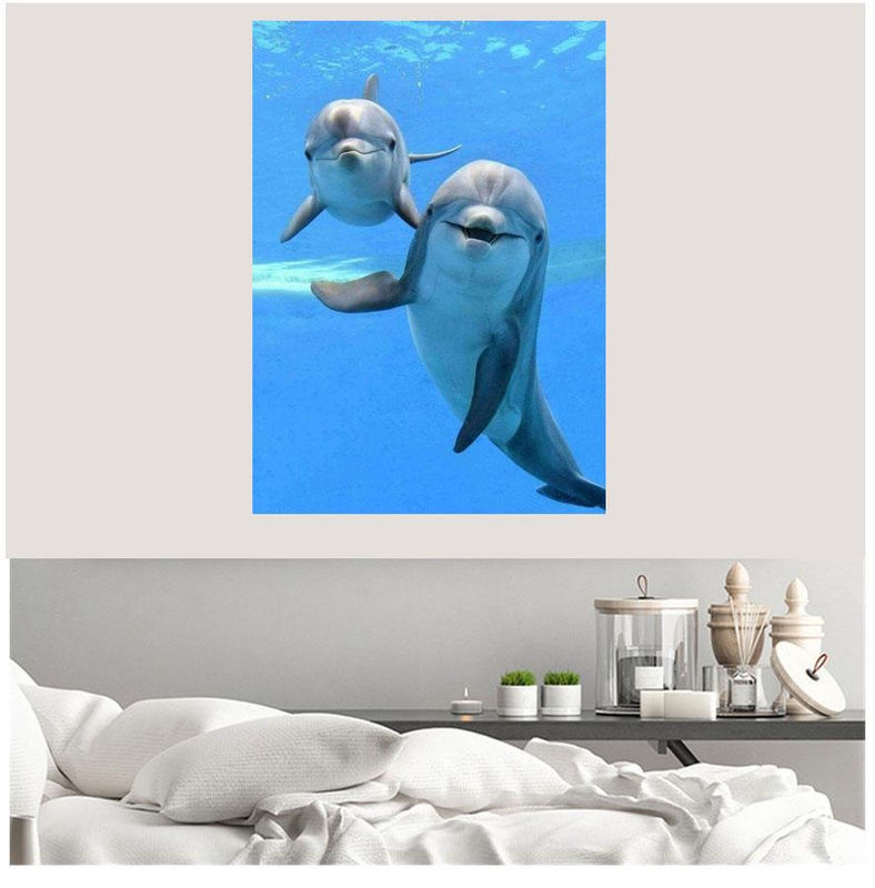 FIYO Diamond Painting Set Delphin in Blau, 5D DIY Diamant Stickerei Mosaik mit Tierprint für die Heimdekoration, B/H: 30 x 20 cm - Bild 2