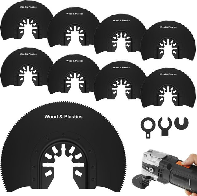 Toorise Multi-Tool-Klingen aus Hartstahl, oszillierendes Multifunktions-Sägeblatt in Halbkreisform und gerade Ausführung für Holzschnitte, Schwarz - Bild 1