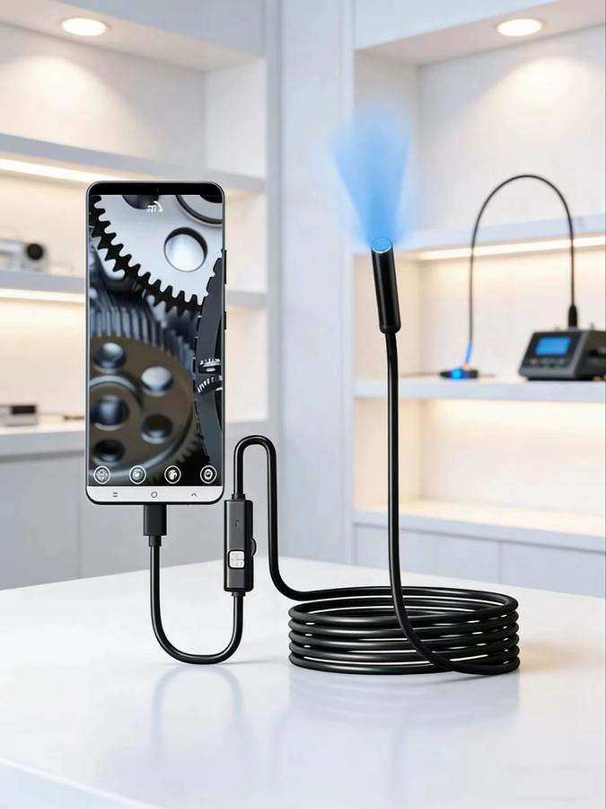 XinFe 3-in-1 Endoskopkamera mit Micro-USB und USB-C für Android und PC, Mini-Boreskop mit LED-Beleuchtung, Schwarz, 7mm Durchmesser - Bild 6